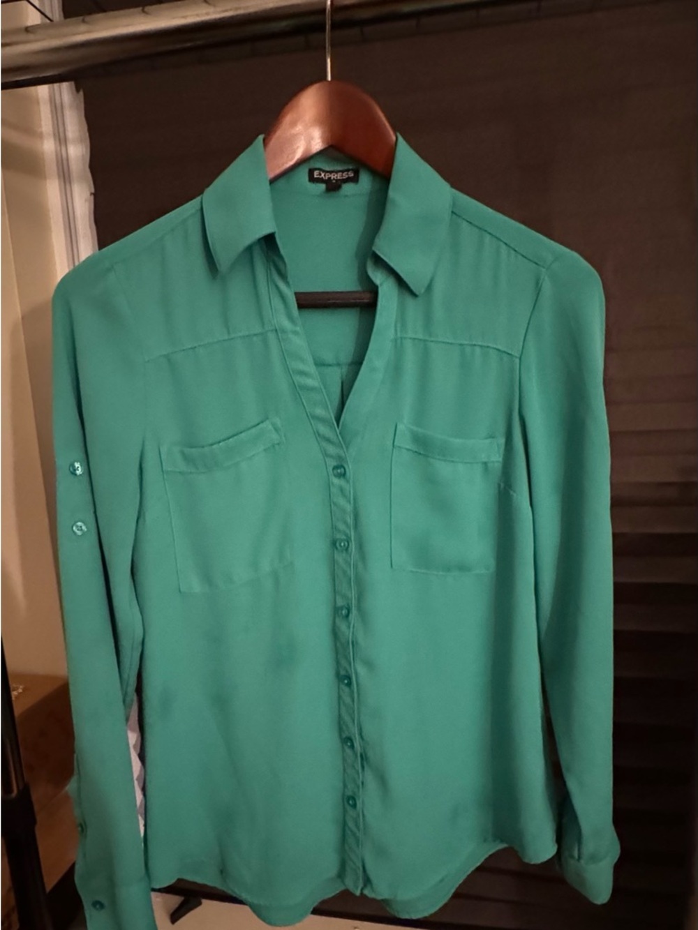 Express Women's Emerald Button-Down Blouse